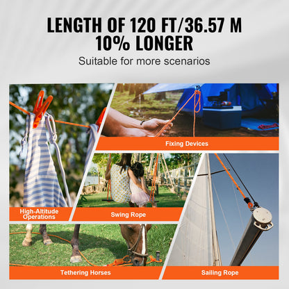Kletterseil für Baumpfleger, doppelt geflochten, Polyester, 1,27 cm x 36,6 m, 48-Ständer