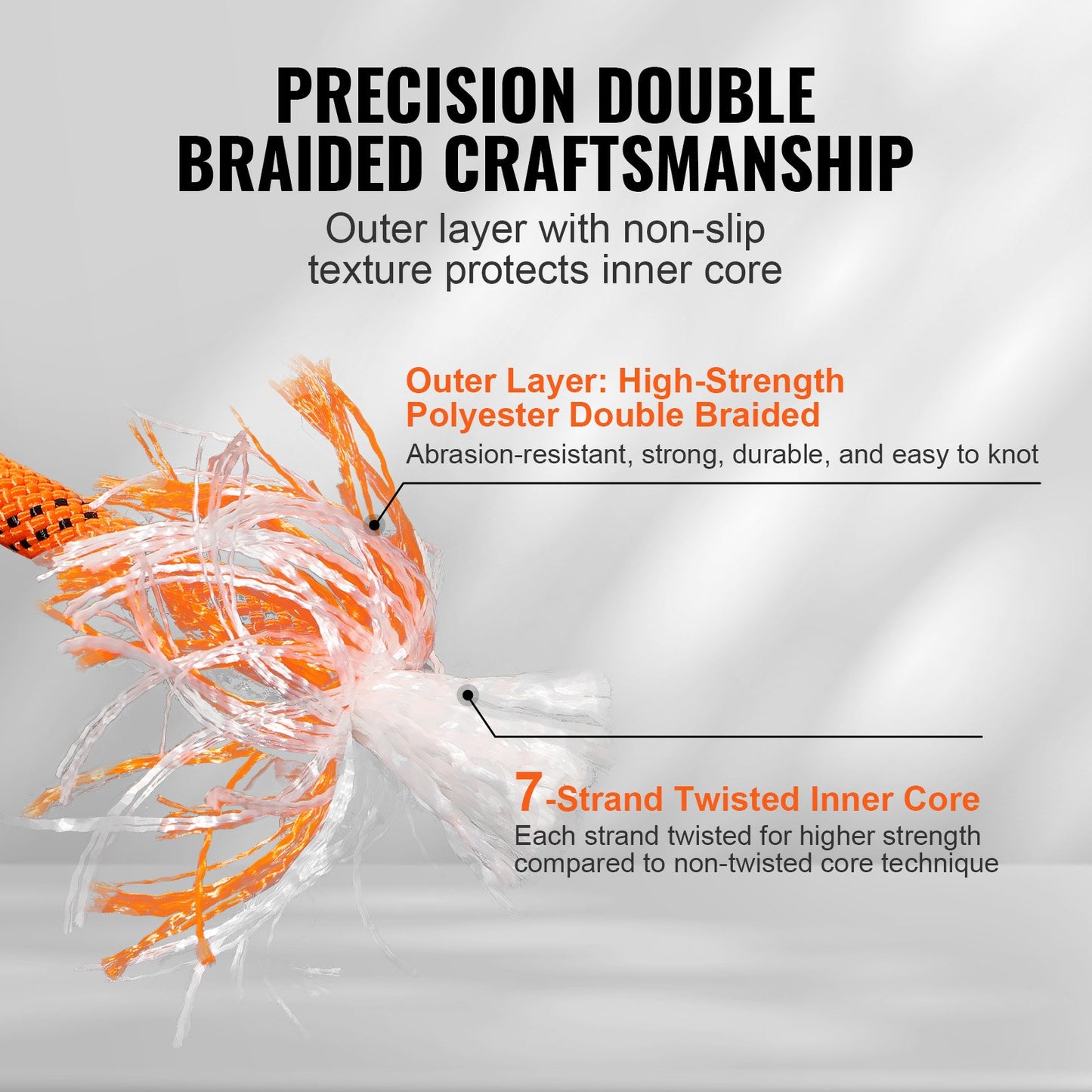 Arborist tree climbing rope double braided polyester 3/8" x 120' 48-strands