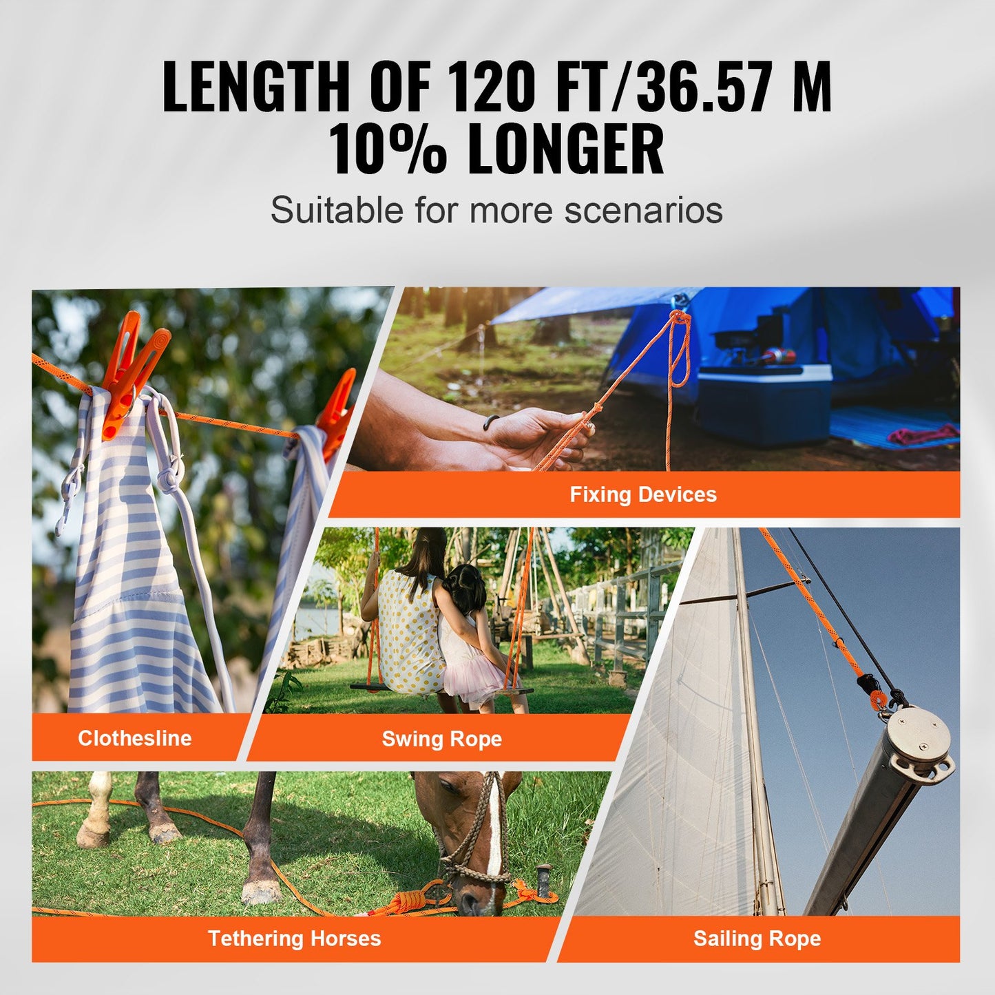 Arborist tree climbing rope double braided polyester 3/8" x 120' 48-strands