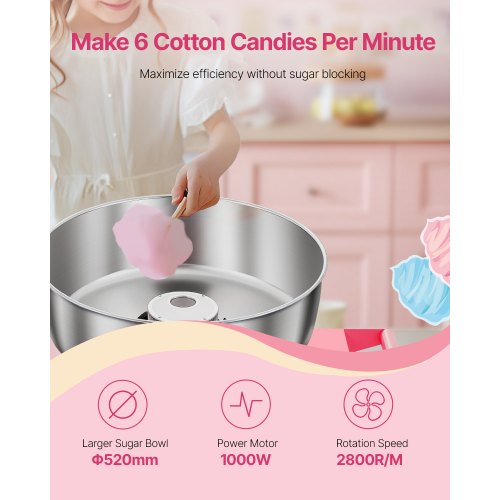 Commercial Cotton Candy Machine with Cart Cotton Candy Machine 1000W Party | EU