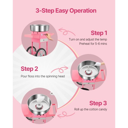 Commercial Cotton Candy Machine with Cart Cotton Candy Machine 1000W Party | EU