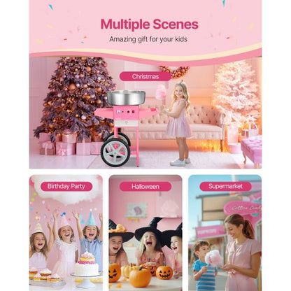 Commercial Cotton Candy Machine with Cart Cotton Candy Machine 1000W Party | EU