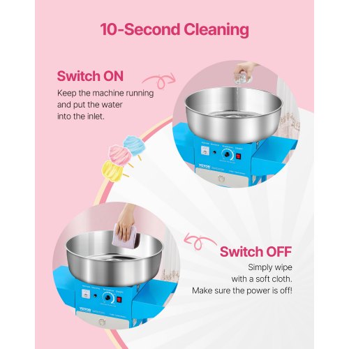 Commercial Cotton Candy Machine with Cart Cotton Candy Machine 1000W Blue | EU