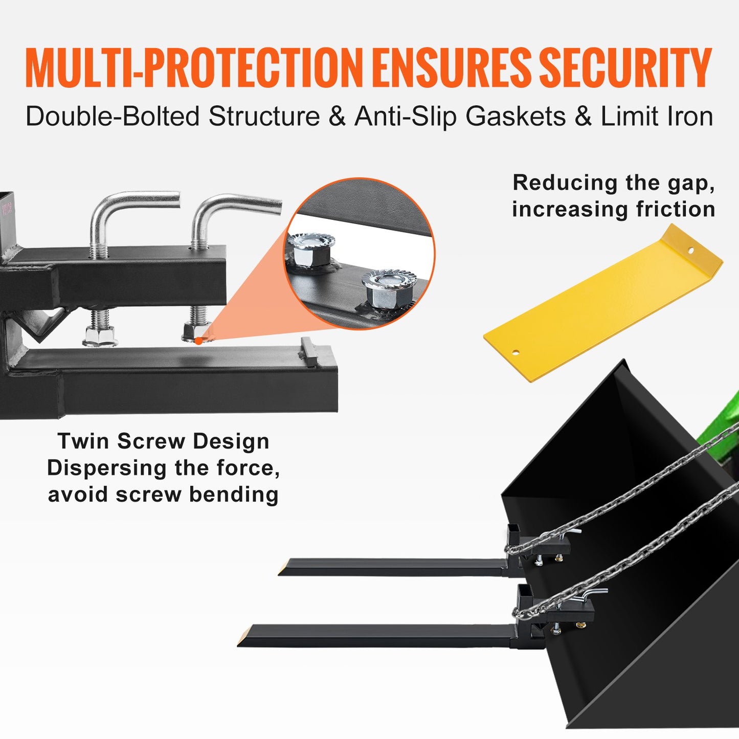 Pallet Forks, 4000 lbs Capacity clamp on Pallet Forks, 60" Tractor Bucket Forks, Heavy Duty Front Loader Attachment for Tractor, Loader Bucket, Skid Steer, Tractor Forks for Agriculture and Farm