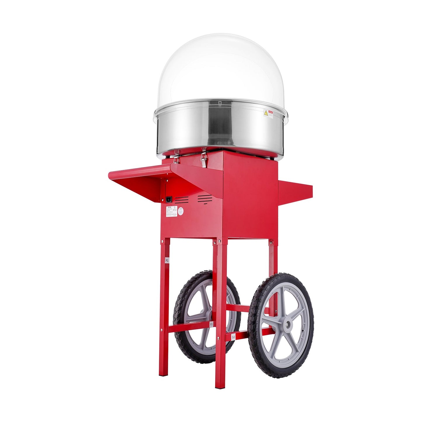 Electric Cotton Candy Maker with Cart, 1000W Commercial Candy Maker with Lid, Stainless Steel Bowl, Sugar Scoop and Box, Perfect for Home, Kids Birthday, Family Party, Red