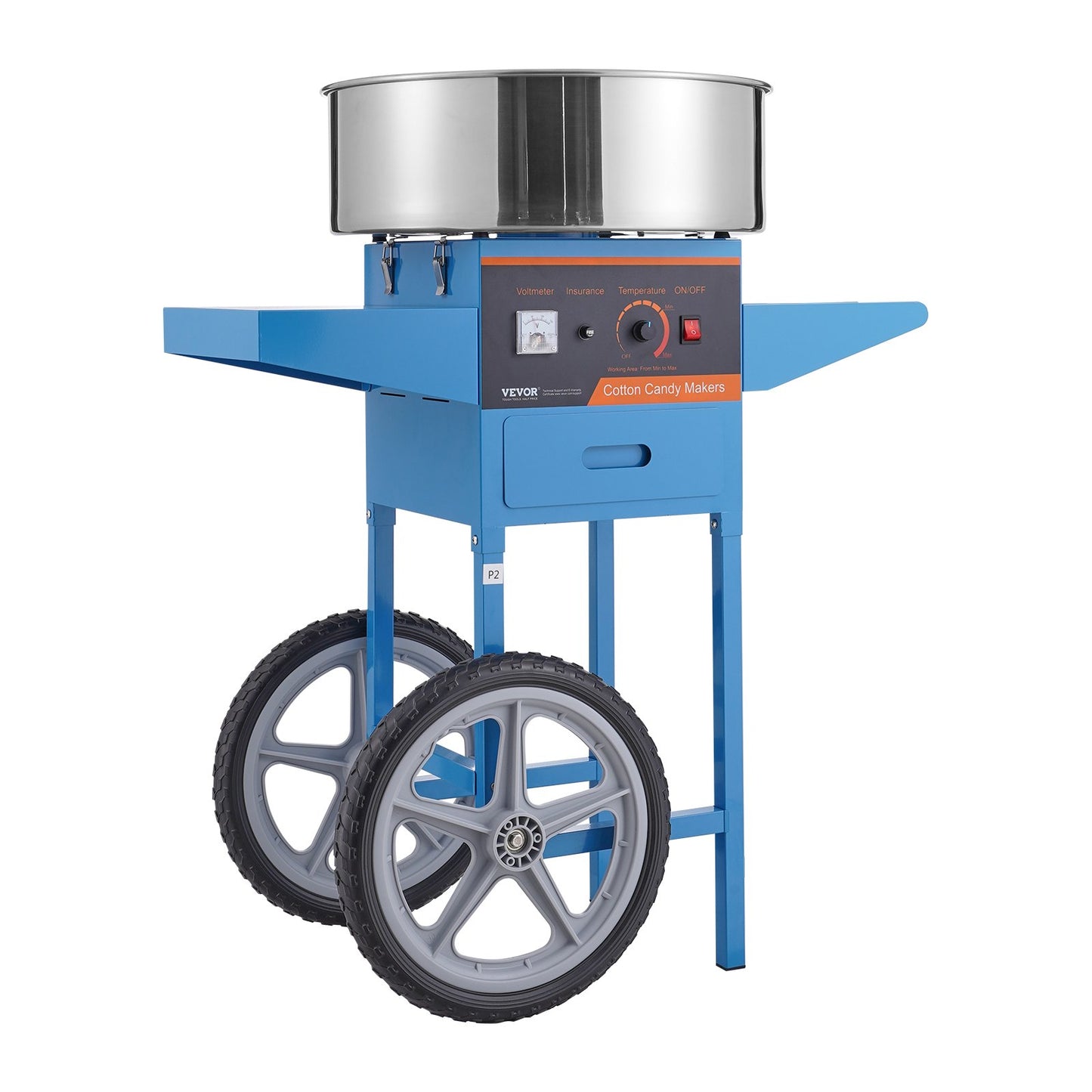 Electric Cotton Candy Machine with Cart, 1000W Commercial Candy Floss Maker with Stainless Steel Bowl, Sugar Scoop and Drawer, Perfect for Home, Kids Birthday, Family Party, Blue