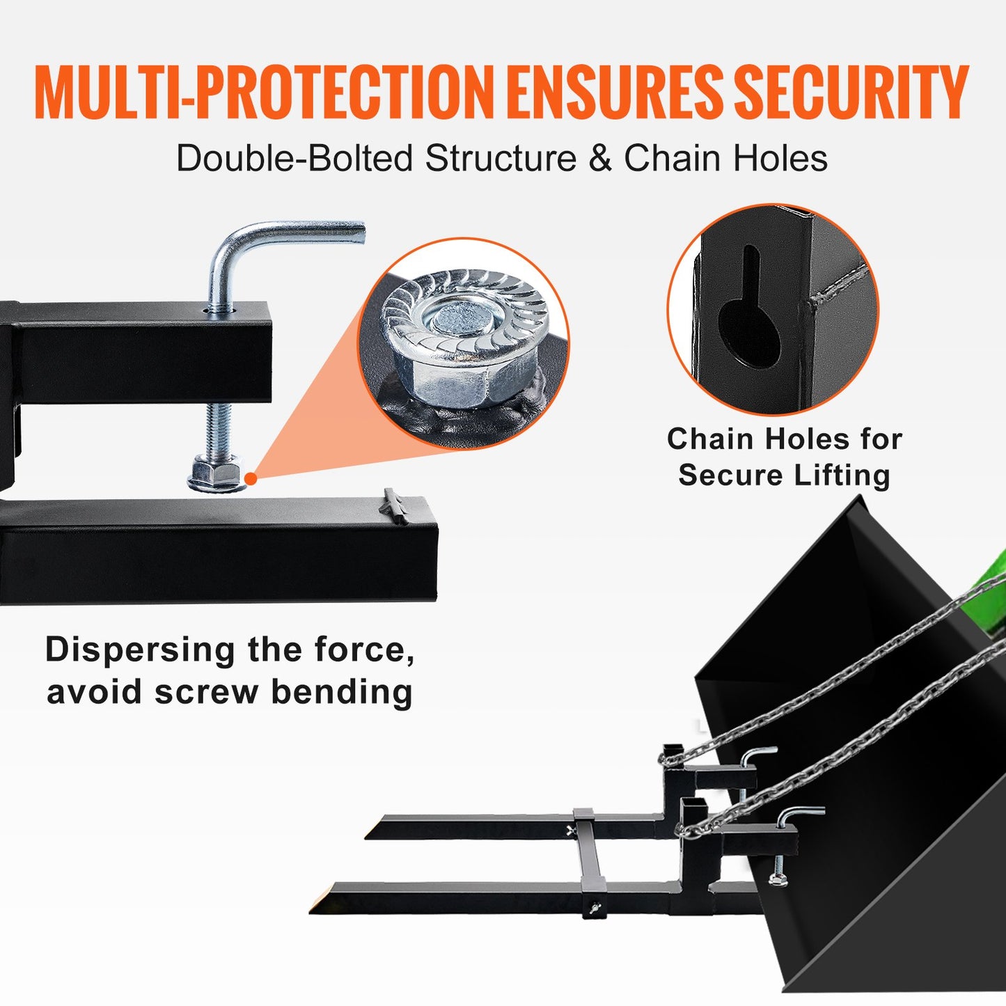 Pallet Forks, 2000 lbs Clamp on Pallet Forks, 43" Total Length Tractor Bucket Forks with Adjustable Stabilizer bar, Heavy Duty Pallet Forks for Tractor Attachments, Skid Steer, Loader Bucket