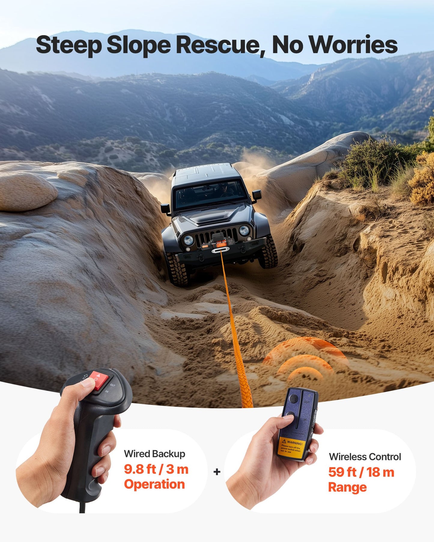 Electric Winch, 12000 lbs Load Capacity, 12V DC Truck Winch with Φ0.36 in x 75.5 ft Synthetic Rope, Wireless & Wired Remote Control, IP55 Waterproof for Towing Off-Road SUV Jeep Trailer Boat