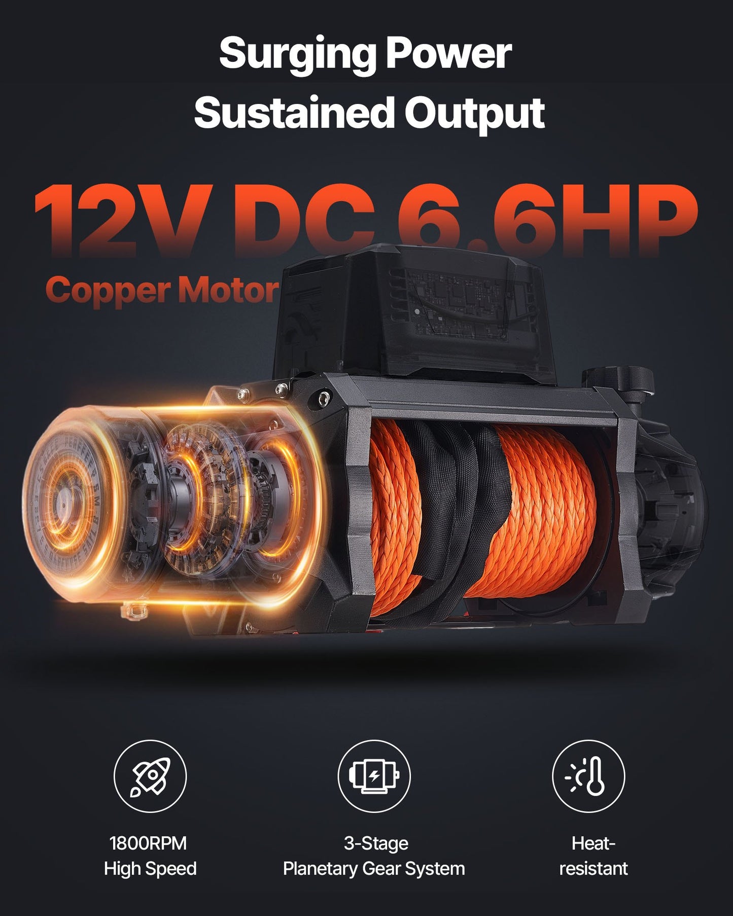 Electric Winch, 12000 lbs Load Capacity, 12V DC Truck Winch with Φ3/8 in x 92 ft Synthetic Rope, Wireless & Wired Remote Control, IP67 Waterproof for Towing Off-Road SUV Jeep Trailer Boat