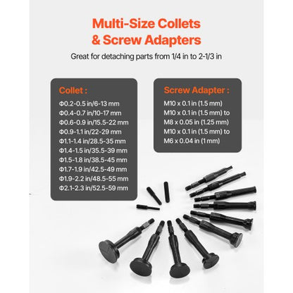 Lageravdragarsats för blindhål, 16-i-1-sats för innerlager och tätningsutdragare, 16 delar glidhammare, pilotinsats, invändig lagerborttagningsverktygssats med 10 delade hylsor och motstag |  EU