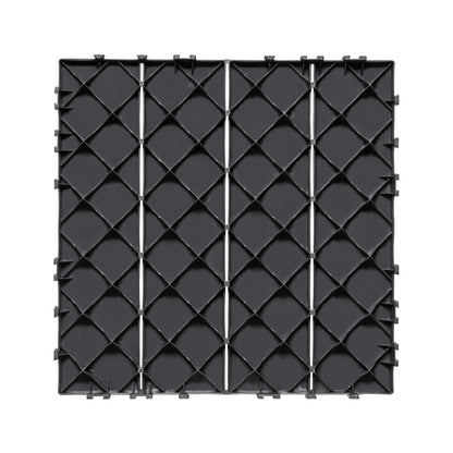 Interlocking Deck Plates 36 Pack 12"x12" Plast för veranda mörkgrå