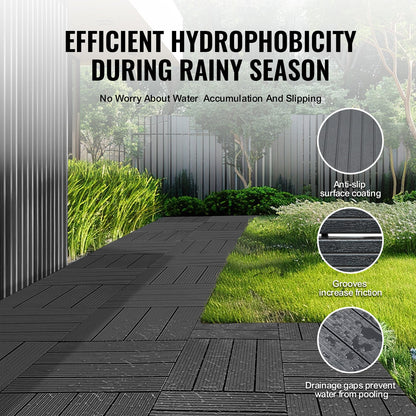 Interlocking Deck Plates 10 Pack 12"x12" Plast för veranda mörkgrå