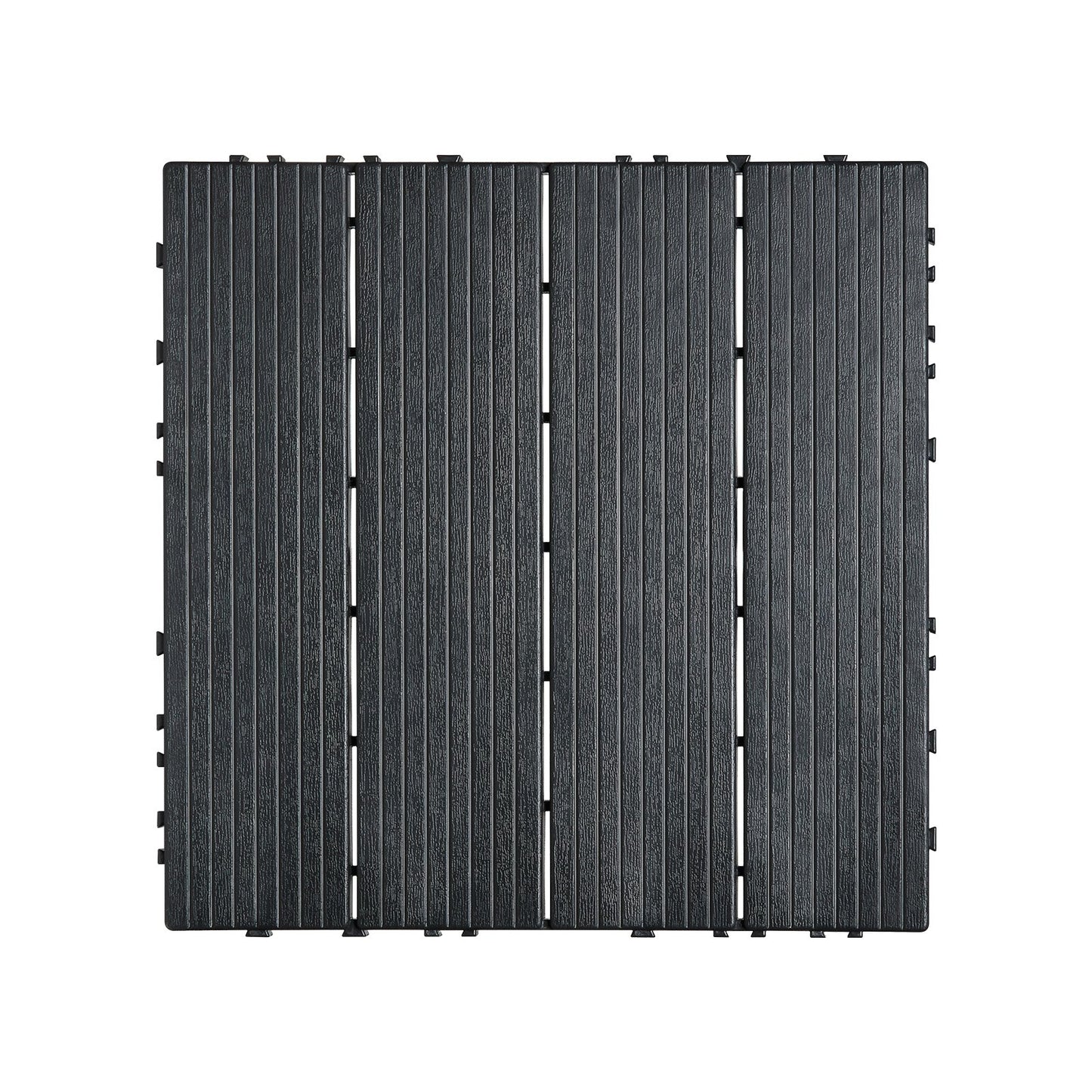 Interlocking Deck Plates 10 Pack 12"x12" Plast för veranda mörkgrå