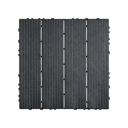 Interlocking Deck Plates 10 Pack 12"x12" Plast för veranda mörkgrå