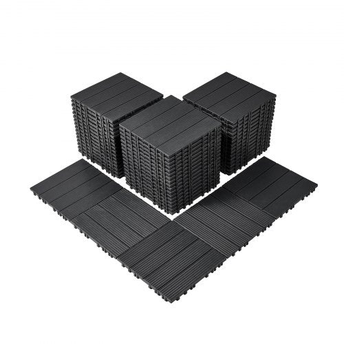 Interlocking Deck Tiles, 54 Pack,12"x12" 54 sq. ft Plastic Waterproof Outdoor Flooring All Weather Use, Patio Floor Decking Covering Tiles for Porch Poolside Balcony Backyard, Dark Grey
