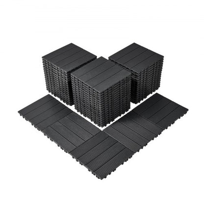 Interlocking Deck Tiles, 54 Pack,12"x12" 54 sq. ft Plastic Waterproof Outdoor Flooring All Weather Use, Patio Floor Decking Covering Tiles for Porch Poolside Balcony Backyard, Dark Grey