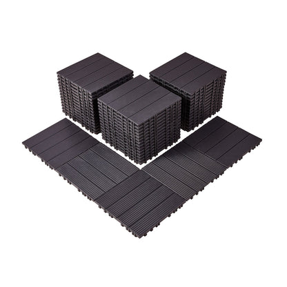 Interlocking Deck Tiles 54 Pack 12"x12" Vattentät för veranda mörkbrun