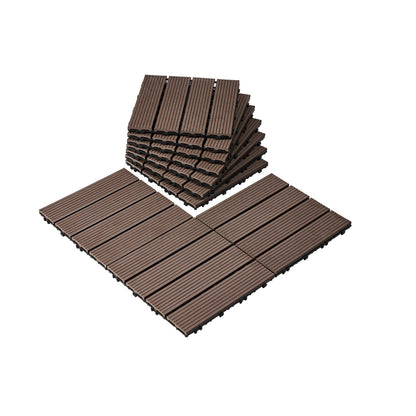 Interlocking Deck Plates Plast Wood 27 Pack 12"x12" Vattentät för veranda