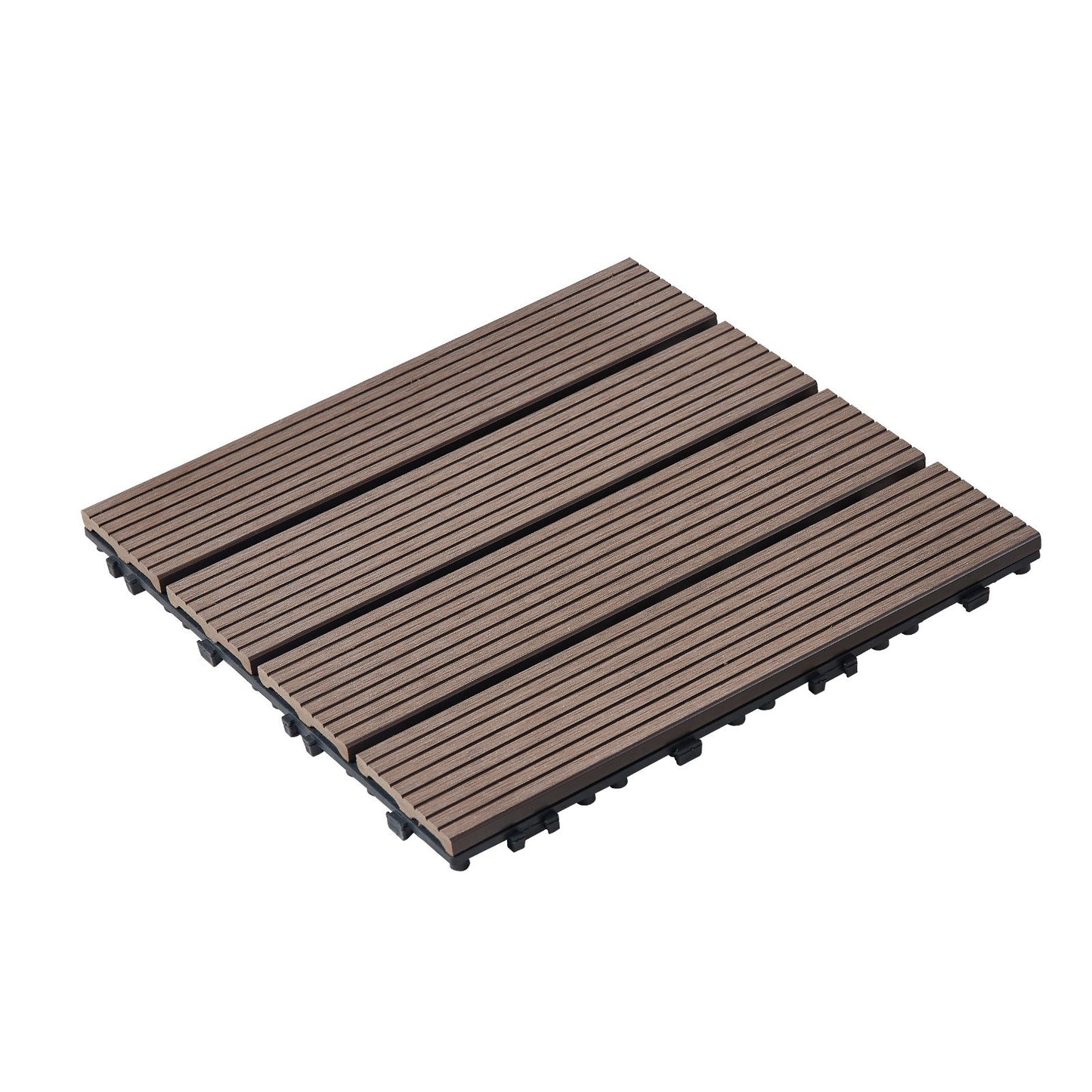 Interlocking Deck Plates Plast Wood 27 Pack 12"x12" Vattentät för veranda