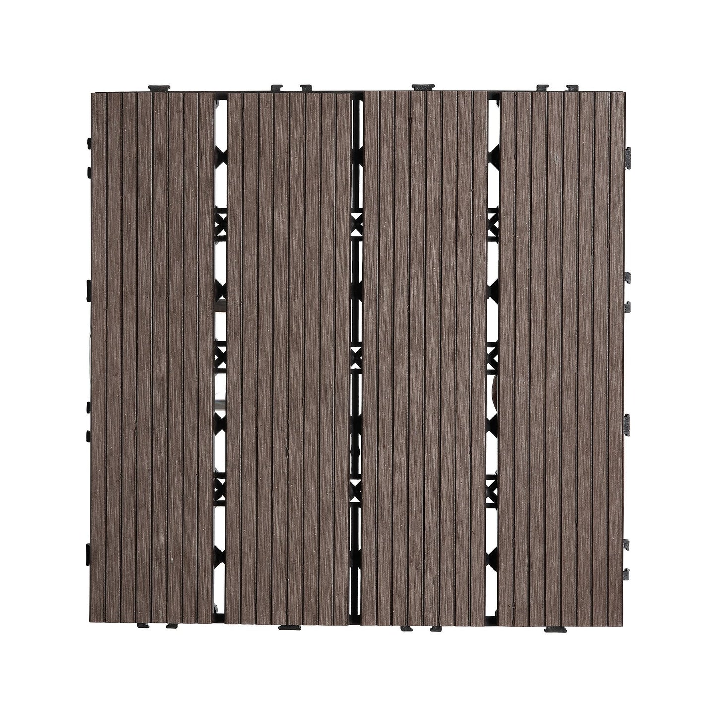 Interlocking Deck Plates Plast Wood 10 Pack 12"x12" Vattentät för veranda