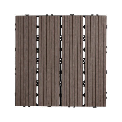Interlocking Deck Plates Plast Wood 10 Pack 12"x12" Vattentät för veranda