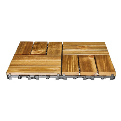 Sammankopplade däckplattor massivt trä 10-pack 12"x12" kamferfuru för veranda