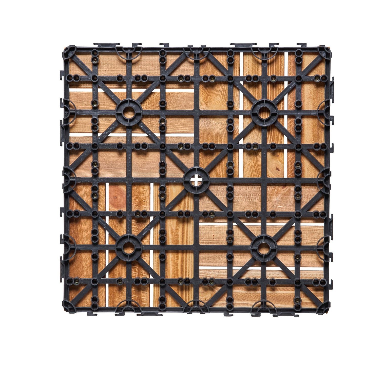 Sammankopplade däckplattor massivt trä 10-pack 12"x12" kamferfuru för veranda