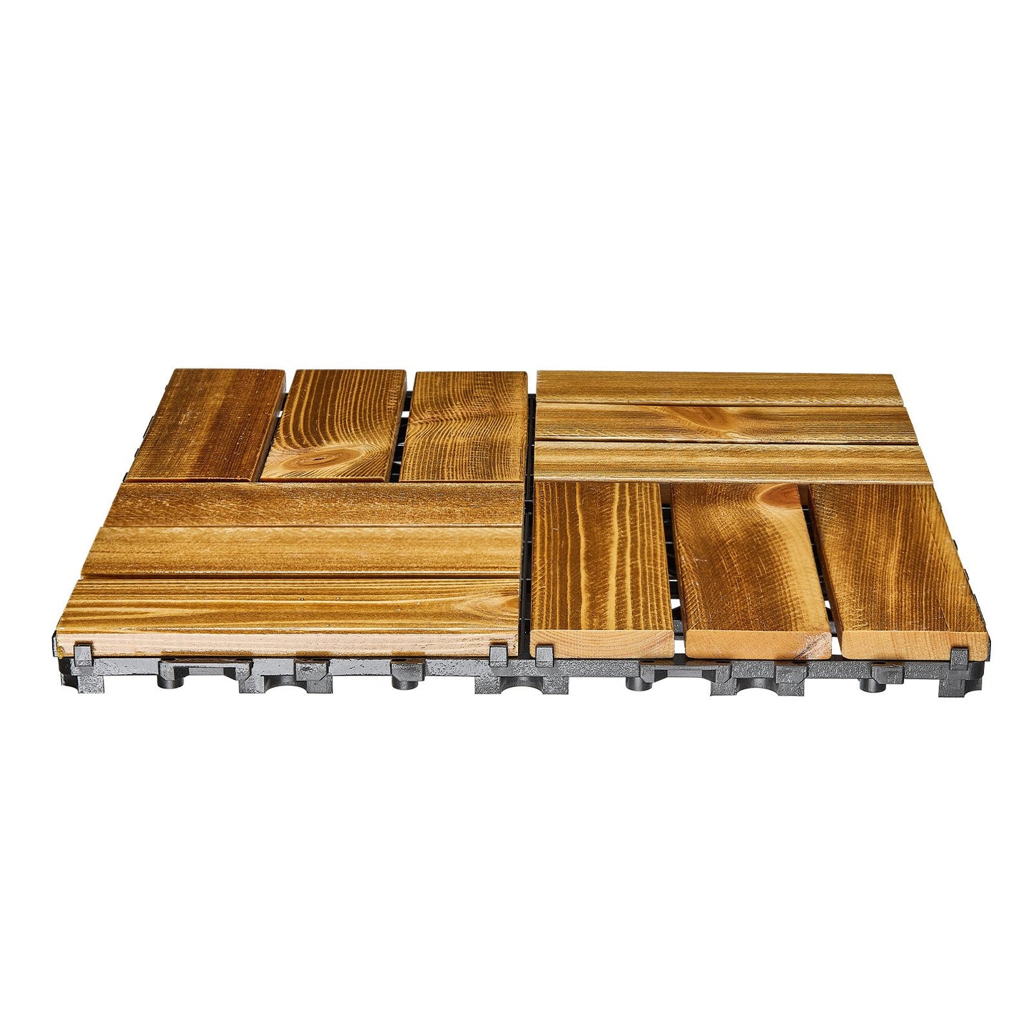 Ineinander greifende Terrassendielen aus Massivholz, 27er-Pack, 30,5 x 30,5 cm, Kampferkiefer für die Veranda