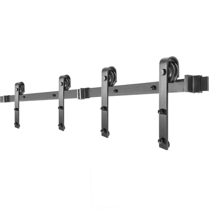 Schiebetür-Beschlagsatz, 1,8 m Scheunentorsatz, 140 kg tragender Doppel-Scheunentor-Beschlagsatz, Scheunentorschiene aus Karbonstahl, Türstopper für 3,5–4,5 cm Dicke und 90 cm breite Türpaneele