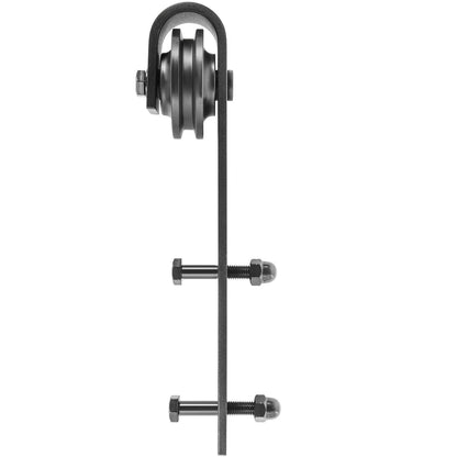 Schiebetür-Beschlagsatz, 1,8 m Scheunentorsatz, 140 kg tragender Doppel-Scheunentor-Beschlagsatz, Scheunentorschiene aus Karbonstahl, Türstopper für 3,5–4,5 cm Dicke und 90 cm breite Türpaneele