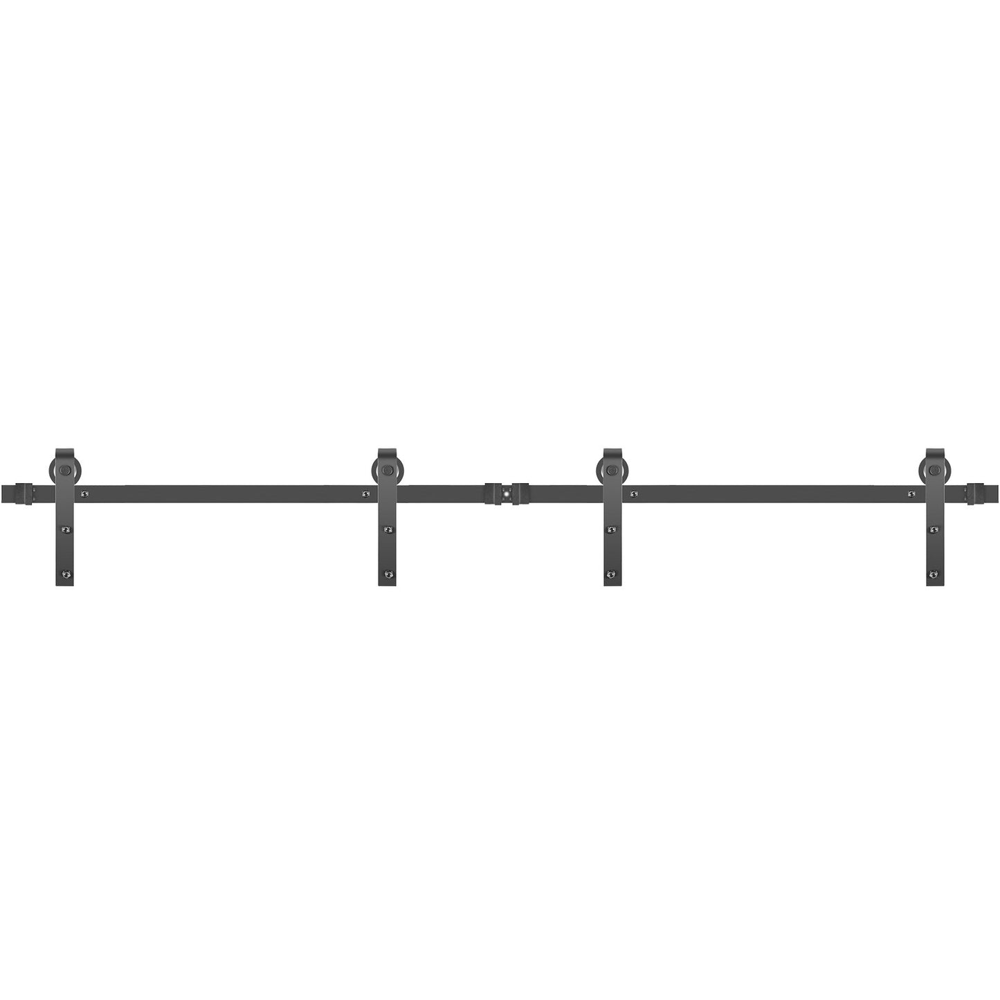Schiebetür-Beschlagsatz, 3,6 m Scheunentorsatz, 140 kg tragender Beschlagsatz für Doppel-Scheunentore, Scheunentorschiene aus Karbonstahl, Türstopper für 4–4,5 cm Dicke und 1,8 m breite Türpaneele