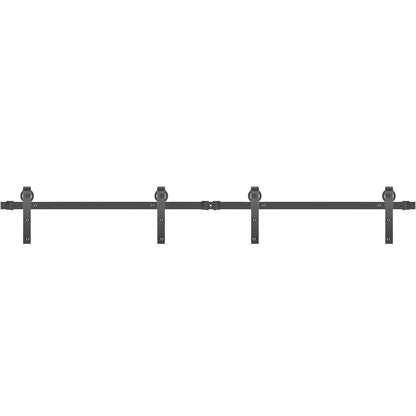 Schiebetür-Beschlagsatz, 3,6 m Scheunentorsatz, 140 kg tragender Beschlagsatz für Doppel-Scheunentore, Scheunentorschiene aus Karbonstahl, Türstopper für 4–4,5 cm Dicke und 1,8 m breite Türpaneele