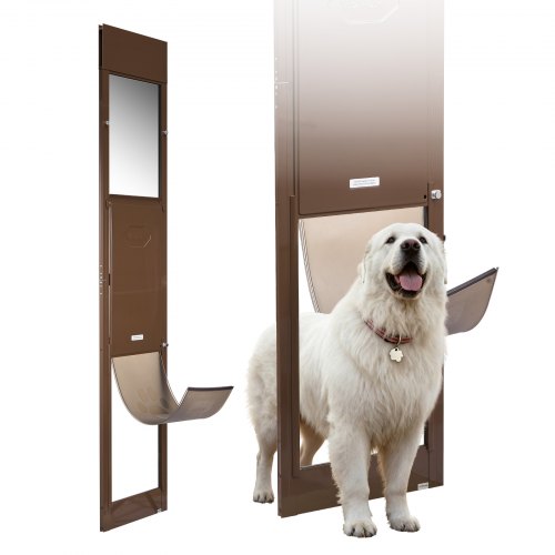 Dog Door for Sliding Glass Door, 75 7/8 to 80 11/16 in Adjustable Height, Aluminum Alloy Frame with Rotating Hinges, Lock Design, 13 5/8 x 23 5/8 in Flap, Sliding Glass Pet Door for Renters