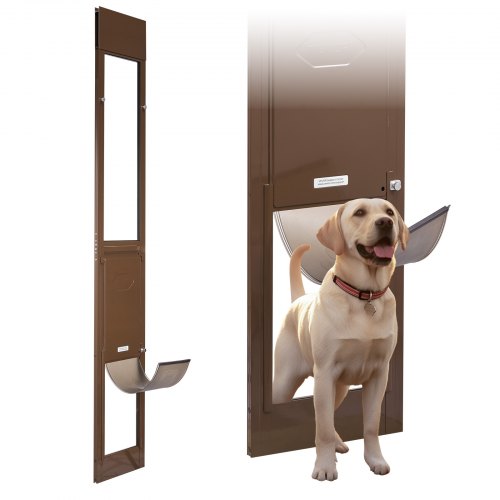 Dog Door for Sliding Glass Door, 75 7/8 to 80 11/16 in Adjustable Height, Aluminum Alloy Frame with Rotating Hinges, Lock Design, 10 1/4 x 16 1/4 in Flap, Sliding Glass Pet Door for Renters