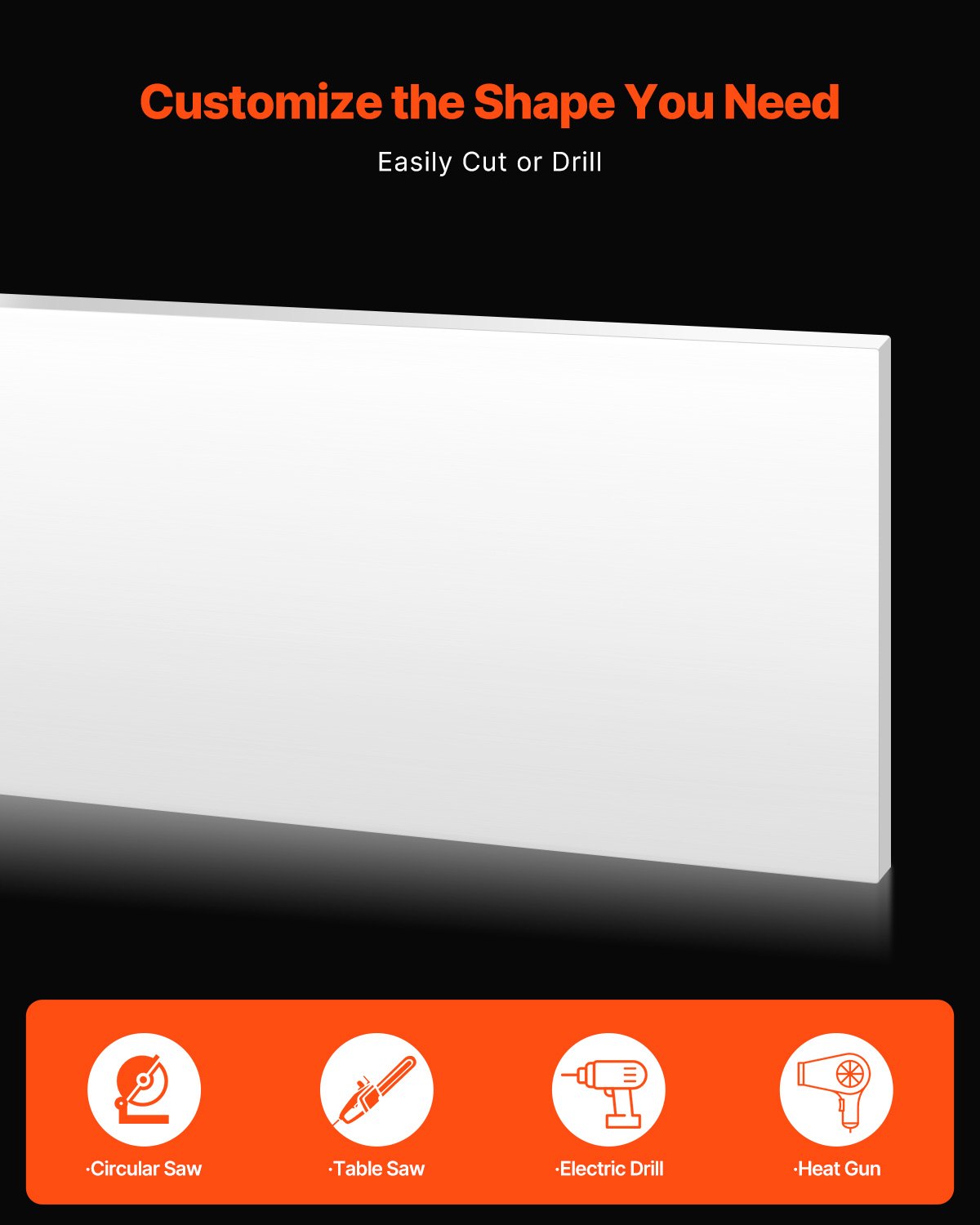 1er-Pack HDPE-Kunststoffplatten 24 x 48 Zoll Kunststoffplatte 1/2 Zoll dick