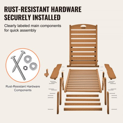 Outdoor-Chaiselongue mit 6 Positionen, Liege-Terrassenbank, braun