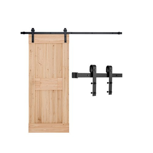 6FT Sliding Barn Door Hardware Kit, 330 LBS Weight Capacity, Compatible with 36 Inches Max Width & 1-3/8 to 1-3/4 Inches Thickness Single Sliding Barn Door, Durable Track & J-shape Roller, Black