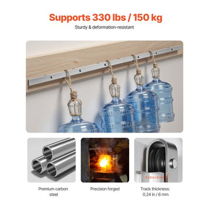 8FT Sliding Door Hardware Kit for Single Sliding Door Silver | EU