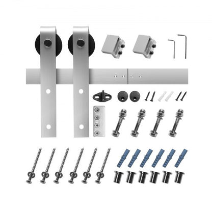 8FT Sliding Door Hardware Kit for Single Sliding Door Silver | EU