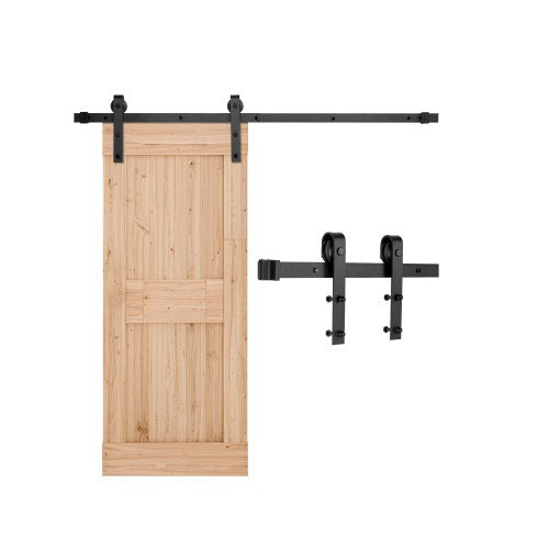 5FT Sliding Barn Door Hardware Kit, 330 LBS Weight Capacity, Compatible with 30 Inches Max Width & 1-3/8 to 1-3/4 Inches Thickness Single Sliding Barn Door, Durable Track & J-shape Roller,Black