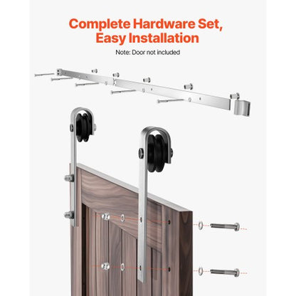 6.6FT Sliding Door Hardware Kit for Single Sliding Door Silver | EU