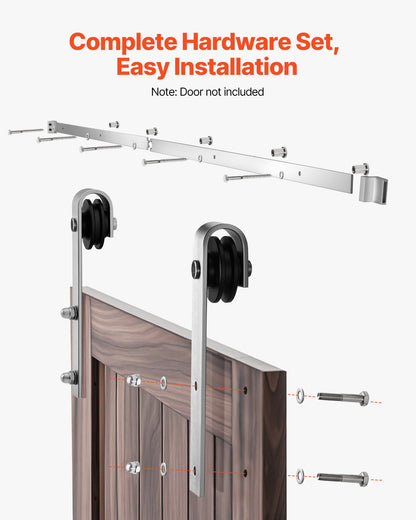 6.6FT Sliding Barn Door Hardware Kit, 330 LBS Weight Capacity, Compatible with 36 to 40 Inches Width & 1-3/8 to 1-3/4 Inches Thickness Single Sliding Barn Door, Durable Track & J-shape Roller