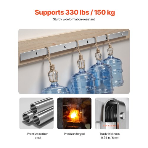 1.5 m sliding door fittings for single sliding door in silver | EU