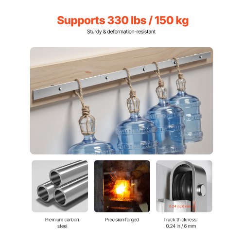 6FT Sliding Door Kit for Single Sliding Door Silver | EU