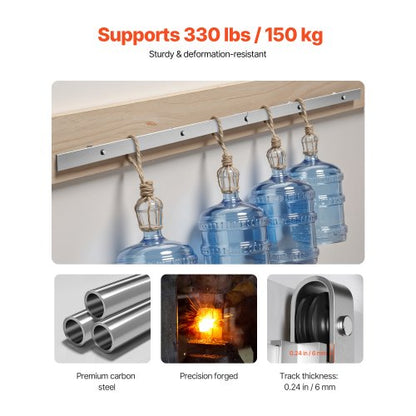 6FT Sliding Door Kit for Single Sliding Door Silver | EU