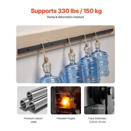 10FT Schiebetür-Hardware-Kit für einzelne J-förmige Schiebetür