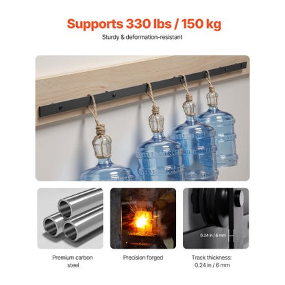 10FT Schiebetür-Hardware-Kit für einzelne J-förmige Schiebetür