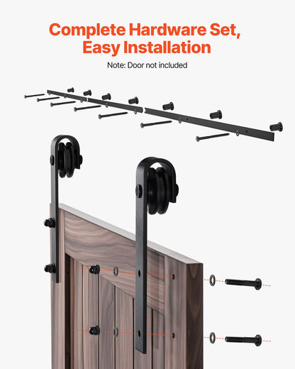 10FT Sliding Barn Door Hardware Kit, 330 LBS Weight Capacity, Compatible with 60 Inches Max Width & 1-3/8 to 1-3/4 Inches Thickness Single Sliding Barn Door, Durable Track & J-shape Roller,Black