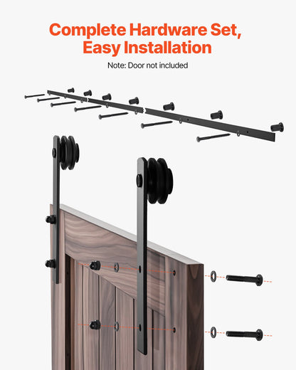 10FT Sliding Barn Door Hardware Kit, 330 LBS Weight Capacity, Compatible with 60 Inches Max Width & 1-3/8 to 1-3/4 Inches Thickness Single Sliding Barn Door, Durable Track & I-shape Roller,Black