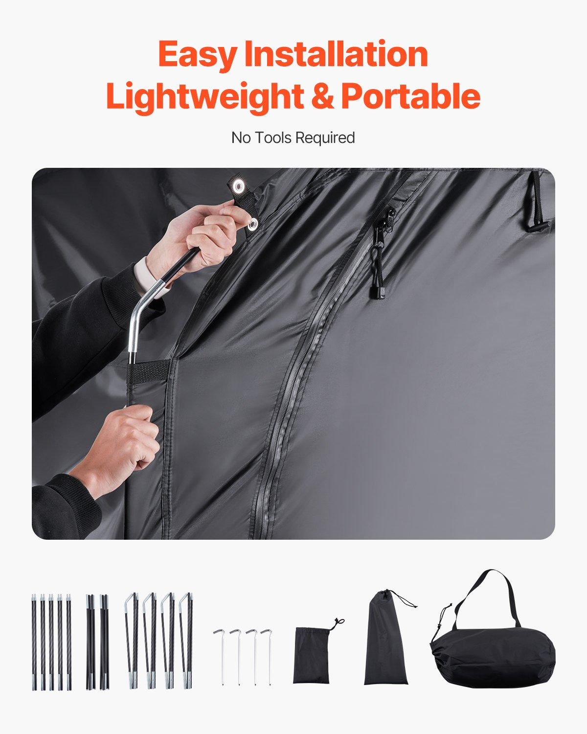 Bike Storage Tent, 4 to 5 Bikes, Outdoor Spacious Bike Storage Tent with Ventilated Window, Waterproof Easy-to-Install Bike Tent with High Strength Fiberglass & Dual Zippers, Fit for Bicycle